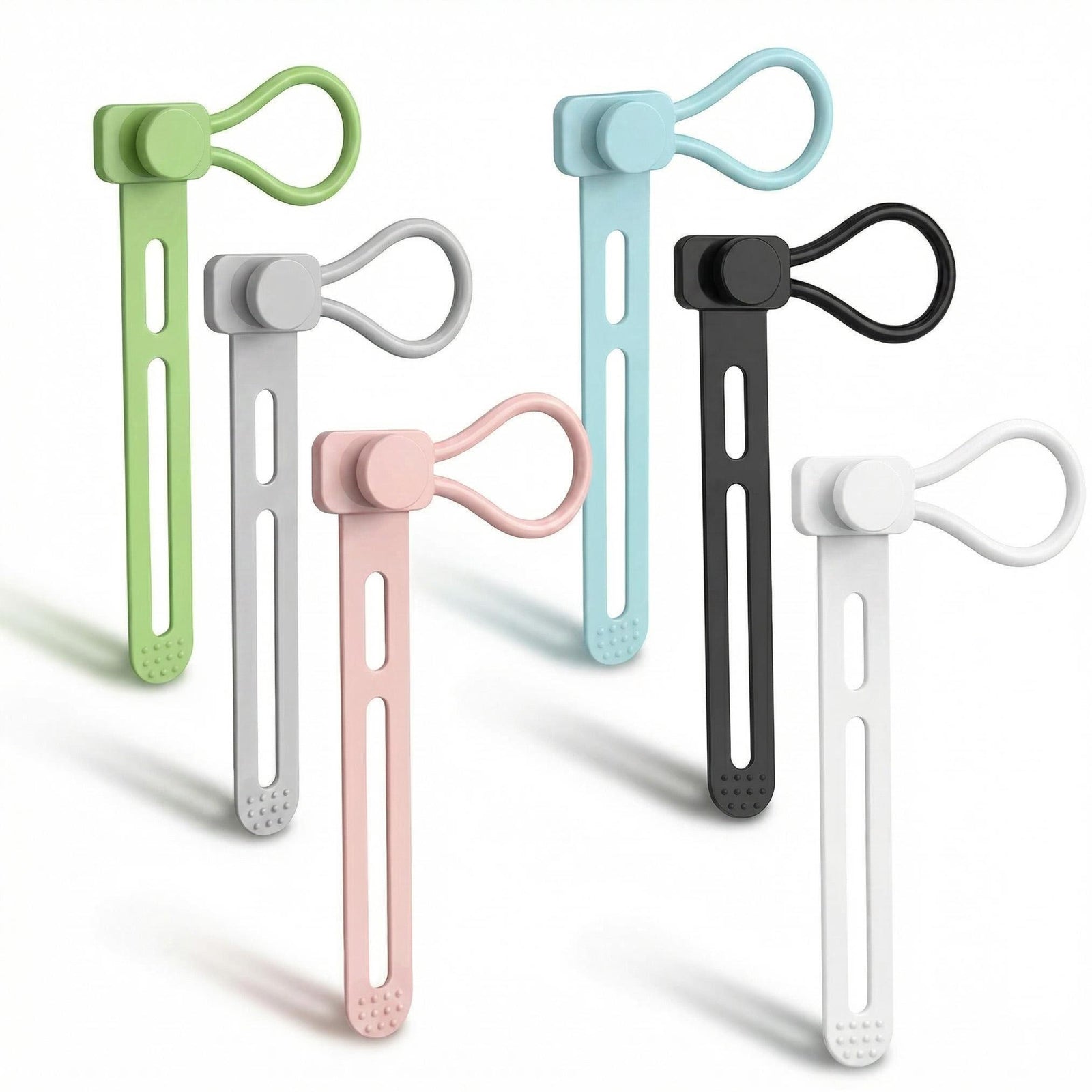6 PCS Silicone Cable Ties - Reusable Cord Organizer with Hanging Loop
